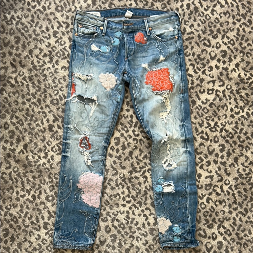 Distressed Patchwork Jeans